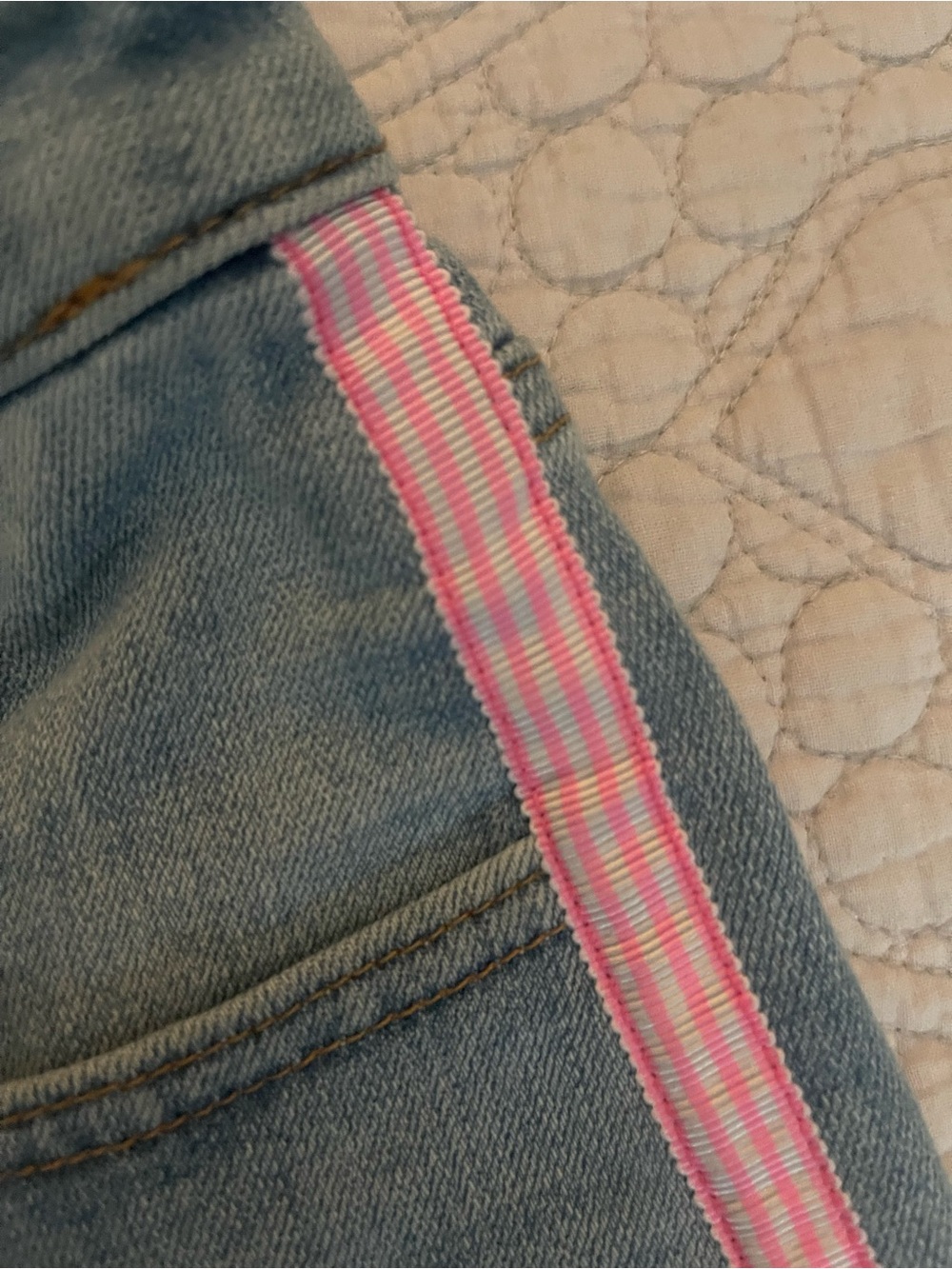 Talbots Light Wash Straight-Leg Jeans with Pink Side Stripes - Picture 3 of 4